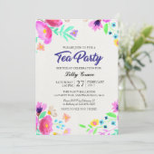 Invitation florale de thé d'anniversaire (Debout devant)