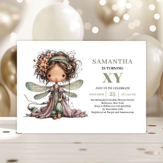 Invitation florale de verdure d'anniversaire de jo