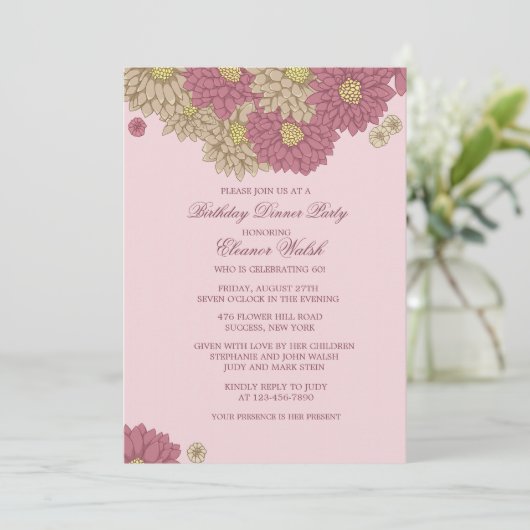 Invitation florale de Zinnias (Debout devant)