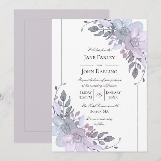 Invitation florale d'hiver moderne (Devant / Derrière)