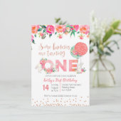 Invitation florale d'or de lapin d'anniversaire (Debout devant)