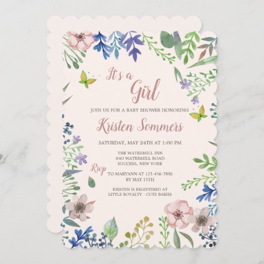 Invitation florale douce (Devant / Derrière)