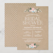 Invitation florale douce de Fête de la mariée de | (Devant / Derrière)