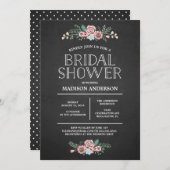 Invitation florale douce de Fête de la mariée de | (Devant / Derrière)