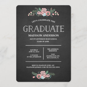 Invitation florale douce d'obtention du diplôme de