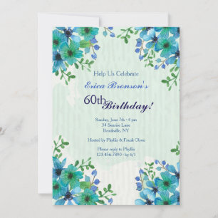 Invitation florale du coin bleu
