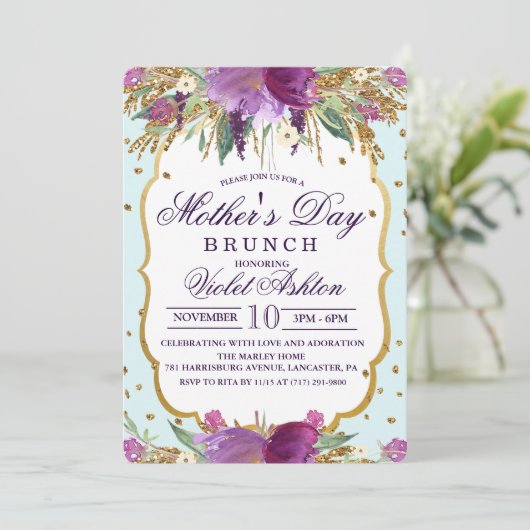 Invitation florale du jour de mère (Debout devant)