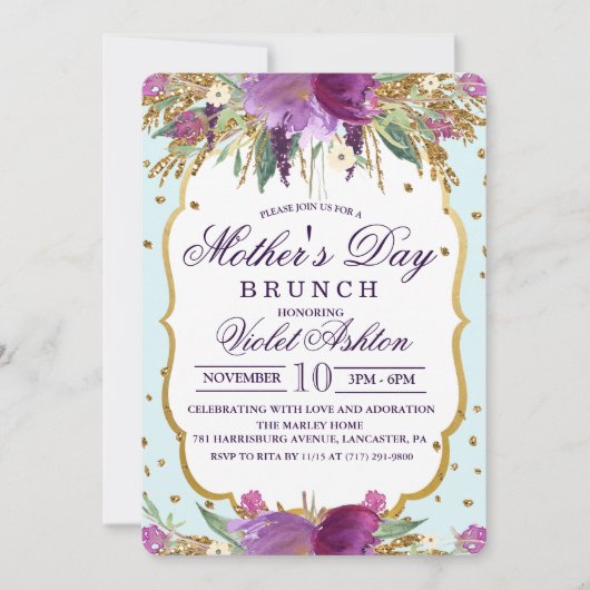 Invitation florale du jour de mère (Devant)