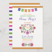 Invitation florale du Mexique de fête (Devant / Derrière)