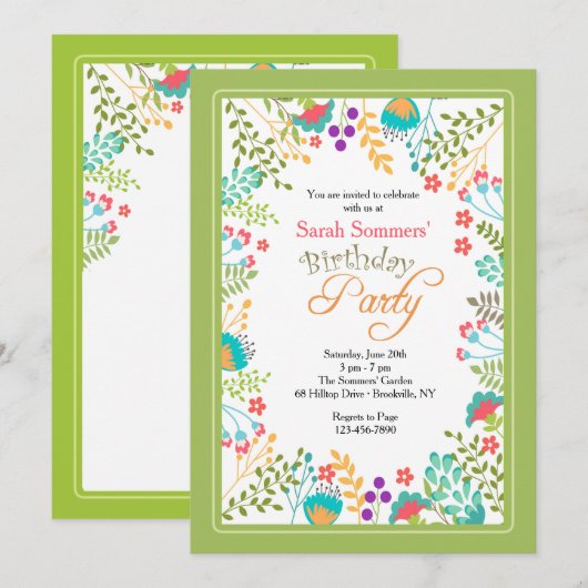 Invitation florale dynamique (Devant / Derrière)