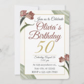 Invitation Florale Élégante 50 ans – Fleur dorée e (Devant)