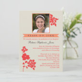 Invitation florale élégante Coral/I de photo (Debout devant)