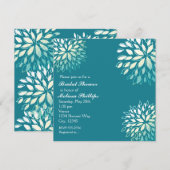 Invitation florale élégante moderne turquoise sarc (Devant / Derrière)