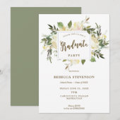 invitation florale ene ivoire de fête de remise (Devant / Derrière)