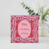 Invitation Florale et diamant rouge/rose 80e anniversaire (Debout devant)
