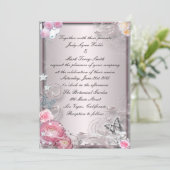 Invitation Florale Et Papillon Rose (Debout devant)