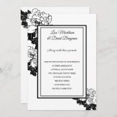 Invitation florale faire-part de mariage-noir et b (Devant / Derrière)