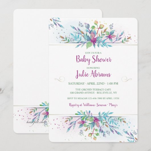 Invitation Florale Fantastique (Devant / Derrière)