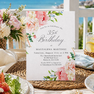 Invitation Florale Féminine Roses Roses Fleurs pou