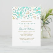 Invitation Florale Feuille de Menthe Dorée Sweet 1 (Debout devant)