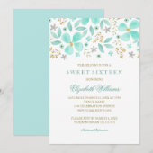 Invitation Florale Feuille de Menthe Dorée Sweet 1 (Devant / Derrière)
