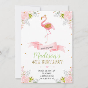 Invitation florale flamant rose