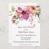 Invitation Florale, Fuchsia et Orange Flowers (Devant / Derrière)