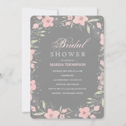 Invitation florale grise (Devant)