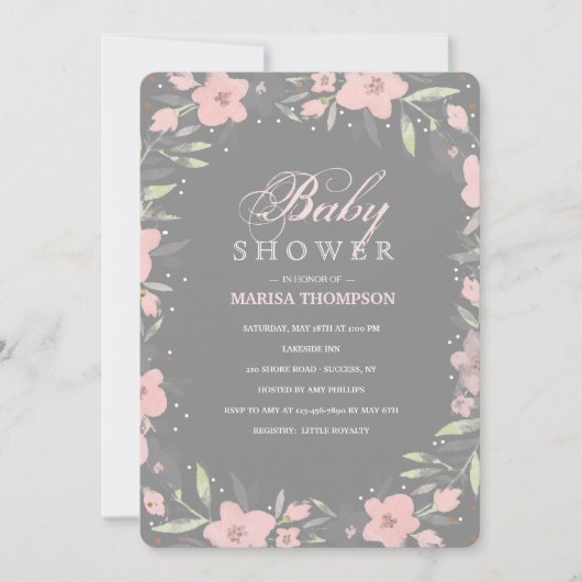 Invitation florale grise (Devant)