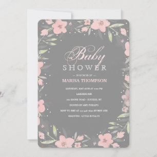 Invitation florale grise