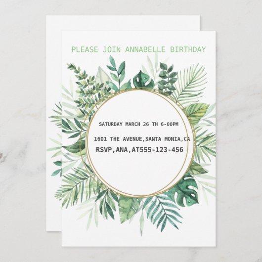 Invitation florale inconnue (Devant / Derrière)