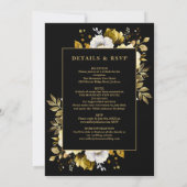 Invitation Florale Jardin Élégant Noir Et Or (Dos)