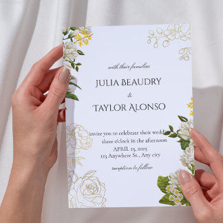 Invitation florale jaune et blanc | Élégance douce