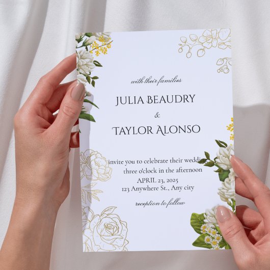 Invitation florale jaune et blanc | Élégance douce