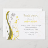 Invitation florale jaune et grise de charme (Devant / Derrière)