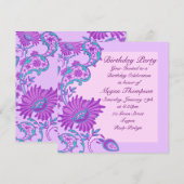 Invitation florale luxuriante rose et pourpre (Devant / Derrière)