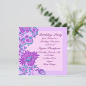 Invitation florale luxuriante rose et pourpre (Debout devant)