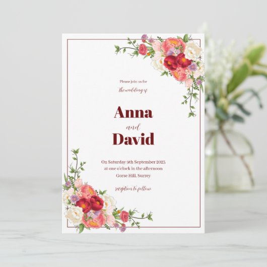 Invitation Florale mariage (Debout devant)