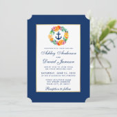 Invitation florale Mariage bleu marine B (Debout devant)