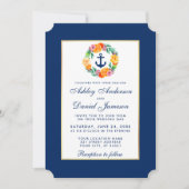 Invitation florale Mariage bleu marine B (Devant)
