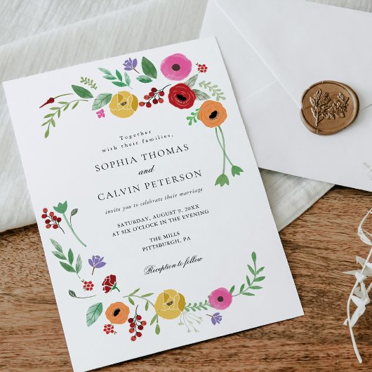 Invitation florale Mariage de Bohême