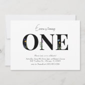 Invitation Florale minimale pour le premier annive (Devant)