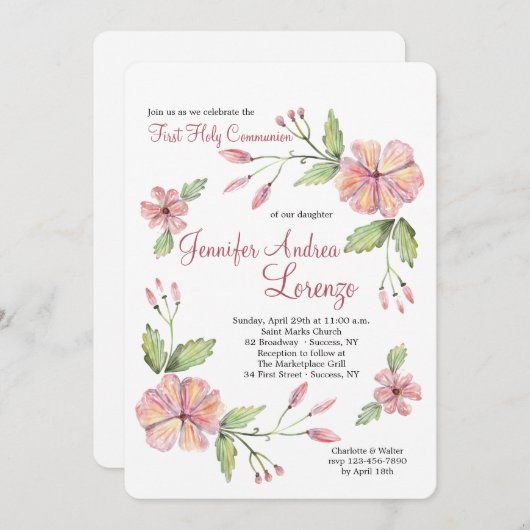 Invitation florale moderne (Devant / Derrière)