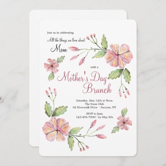 Invitation florale moderne (Devant / Derrière)