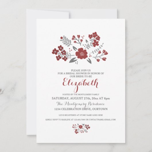 Invitation Florale moderne de douche nuptiale (Devant)