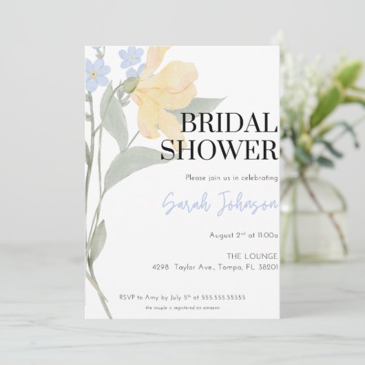 Invitation Florale moderne de douche nuptiale (Debout devant)