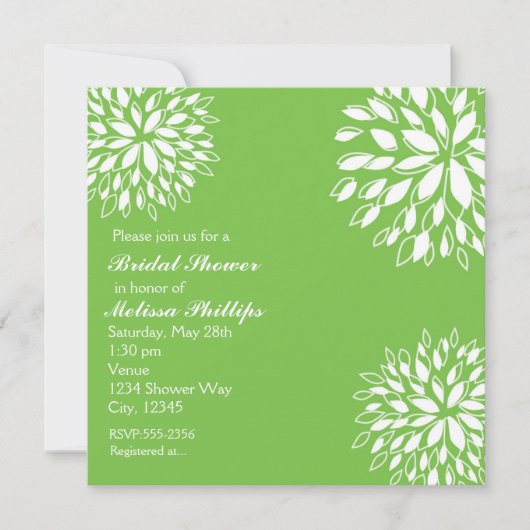 Invitation florale moderne de printemps vert lime  (Devant)