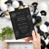 Invitation florale moderne noire et blanche