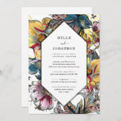 Invitation Florale Moderne Rétro (Devant / Derrière)