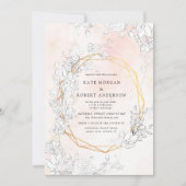 Invitation Florale Moderne Subtile Rose Gold (Devant)